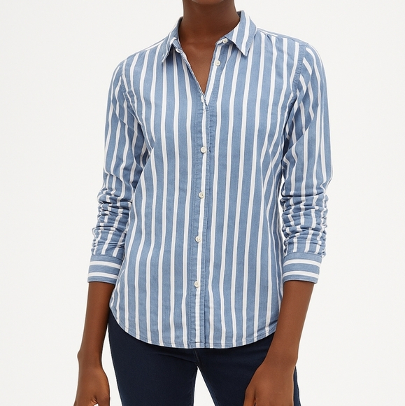 L.O.G.G. H&M Womens Size 2 Small Collared Striped Button-Down Shirt 100%‎ Cotton - Picture 1 of 5